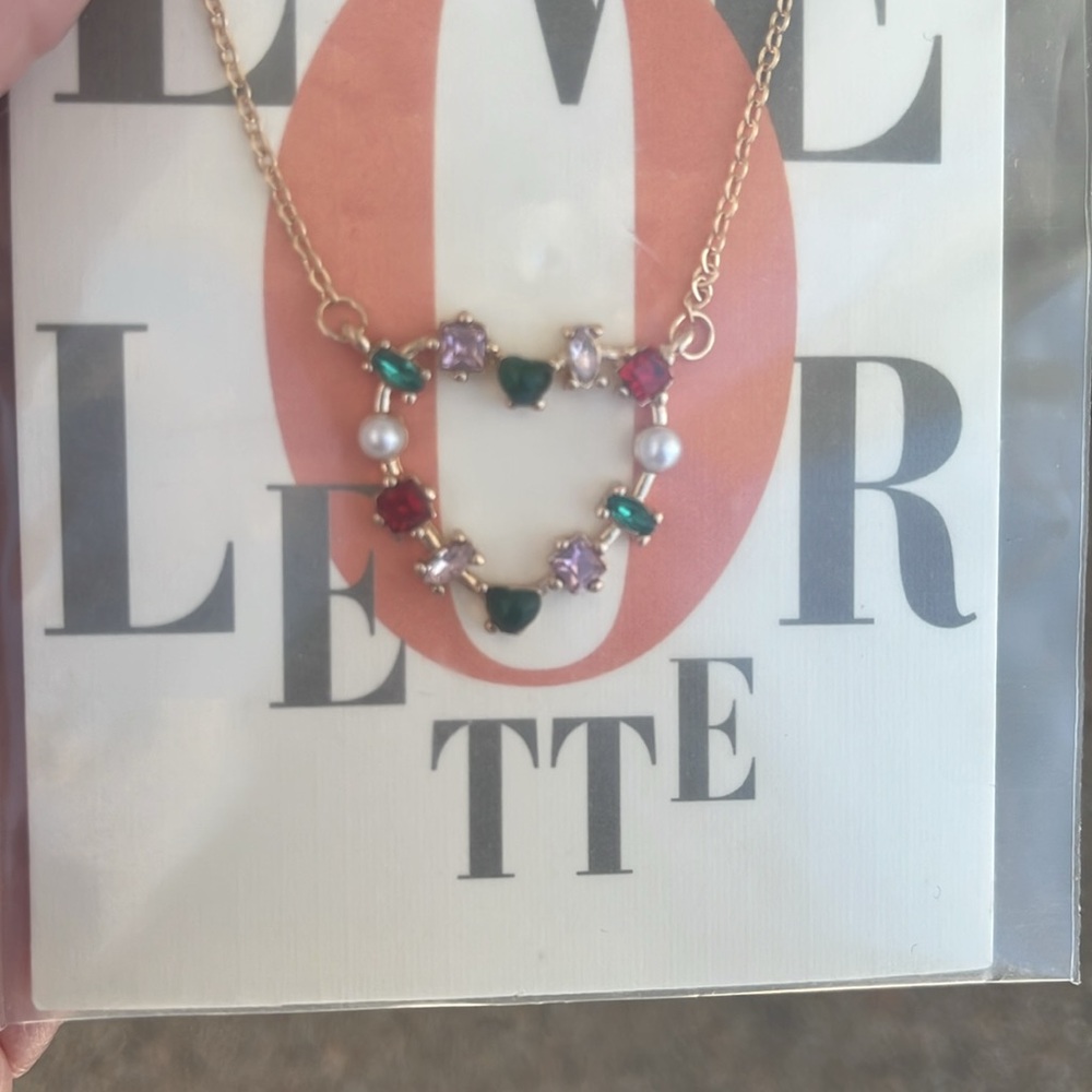 With Love Rhinestone Heart Necklace - Picture 7 of 7